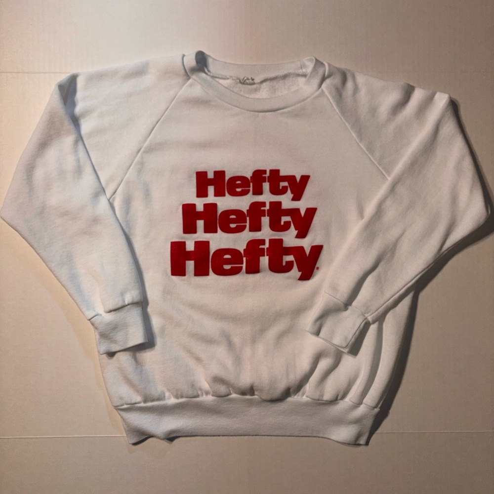 Vtg Reynolds Consumer Hefty Wimpy Trash Bag Promo 80s Raglan Crewneck USA Rare
